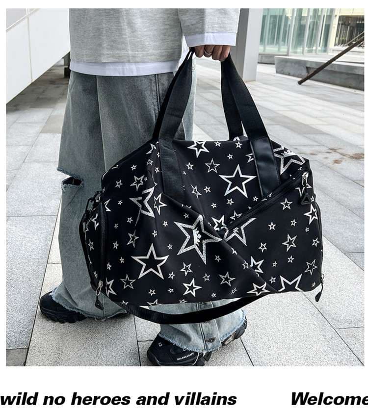 星柄プリント大容量ボストンバッグ 30L