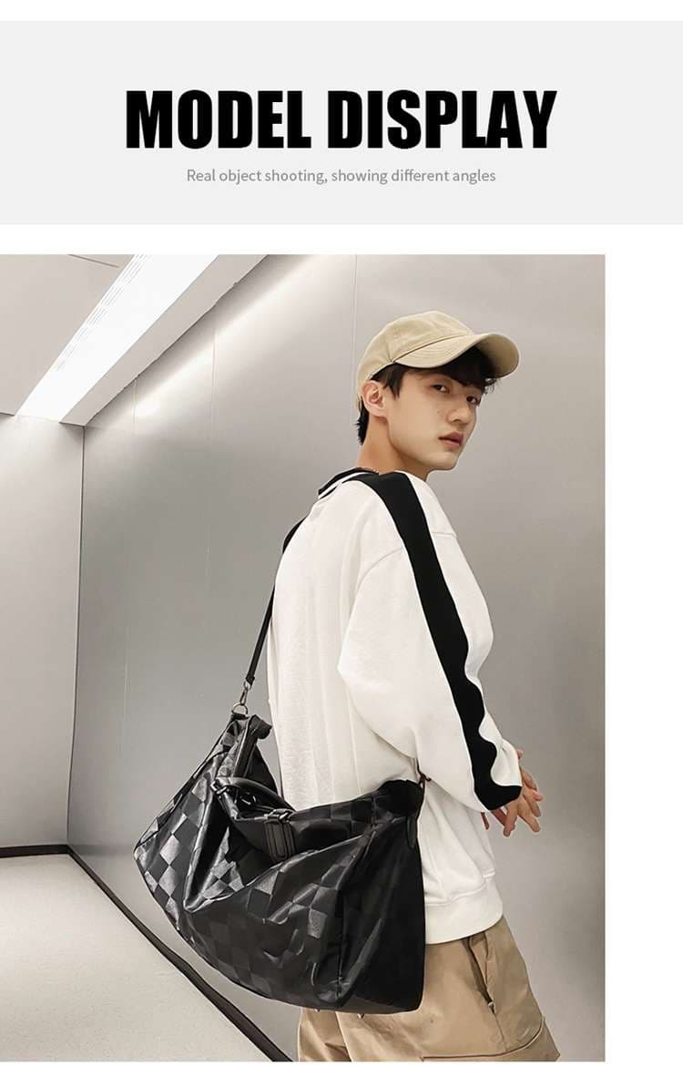 チェック柄大容量ボストンバッグ 30L