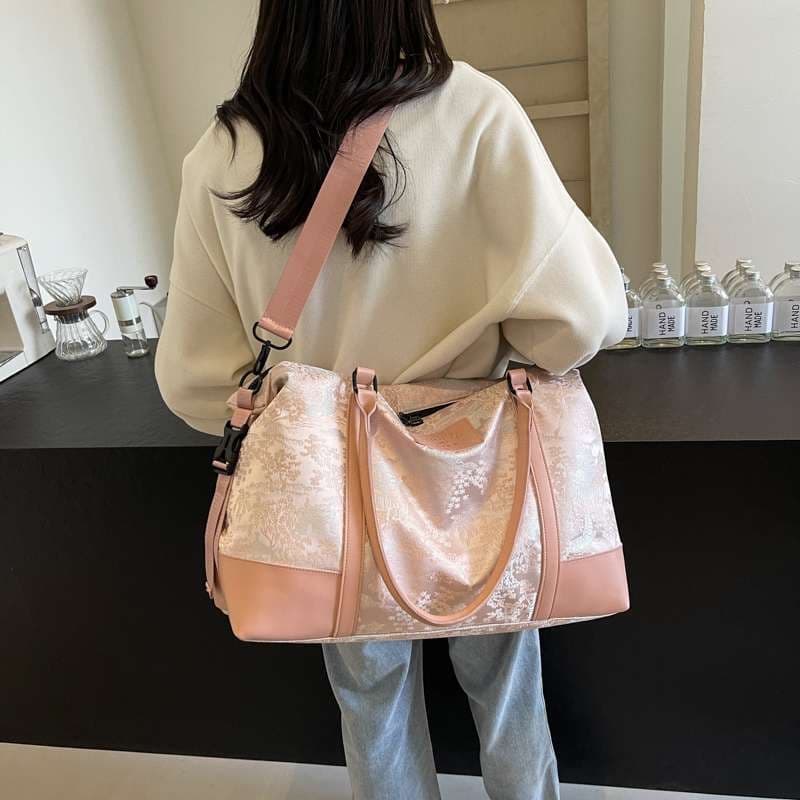 花柄エンボス加工 大容量ボストンバッグ 20L