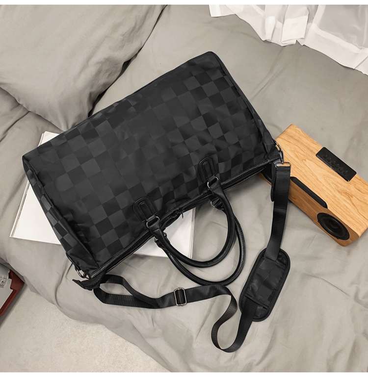 チェック柄大容量ボストンバッグ 30L