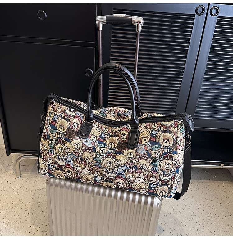 くまさん総柄 大容量ボストンバッグ 25L