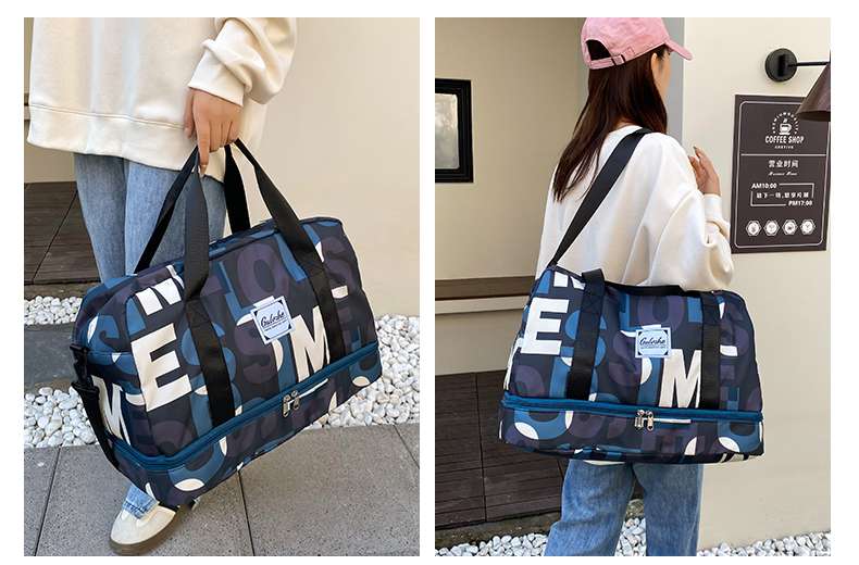 レタープリント ダブルジップ ボストンバッグ 35L