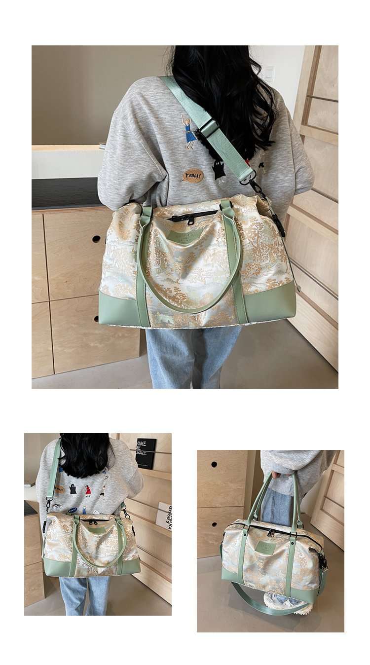 花柄エンボス加工 大容量ボストンバッグ 20L