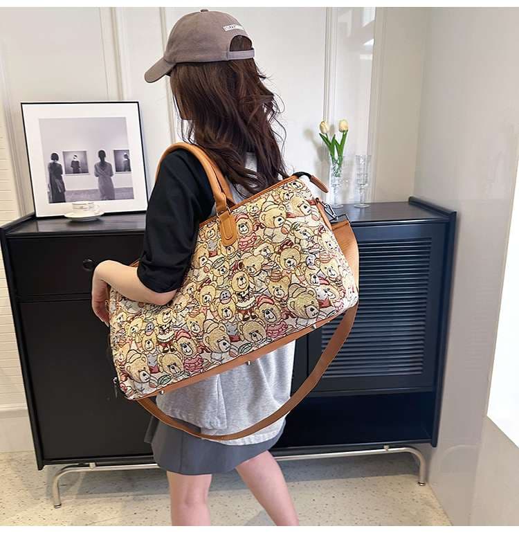 くまさん総柄 大容量ボストンバッグ 25L