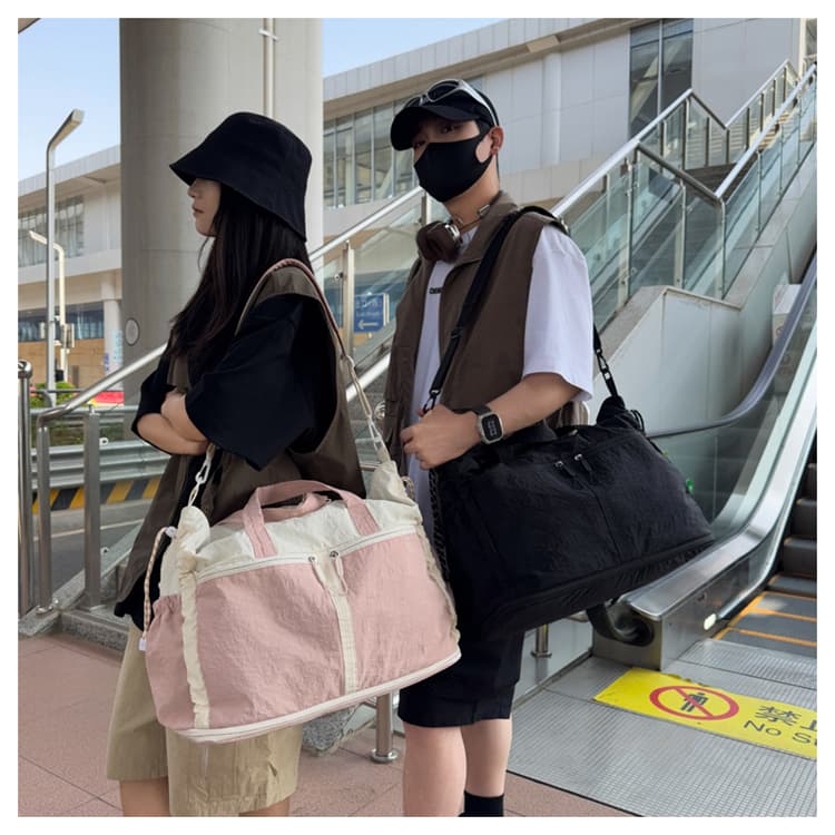 ボストンバッグ 軽量バイカラーボストン 拡張可能 5色展開