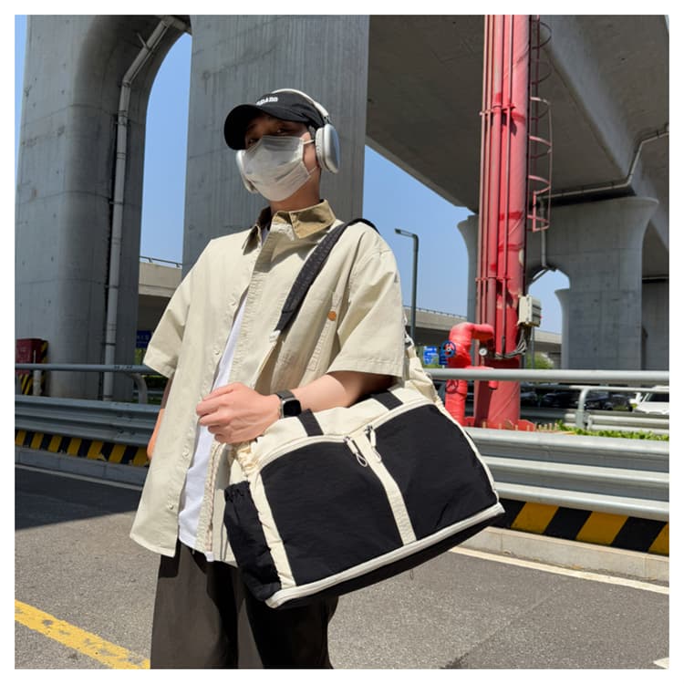 ボストンバッグ 軽量バイカラーボストン 拡張可能 5色展開