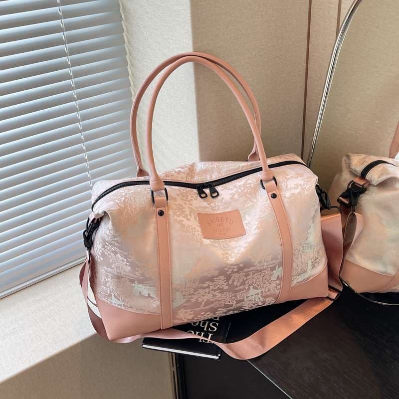 花柄エンボス加工 大容量ボストンバッグ 20L