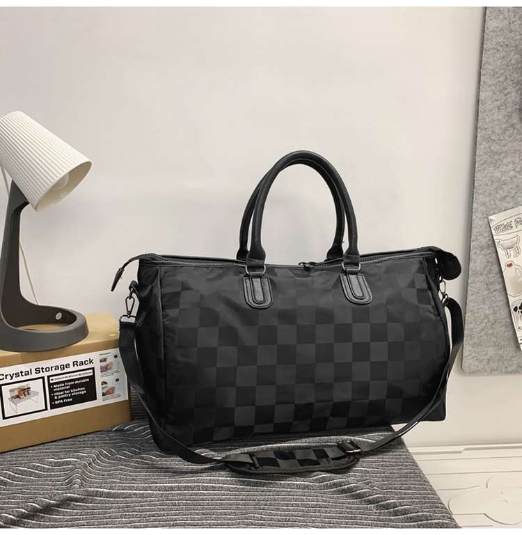 チェック柄大容量ボストンバッグ 30L