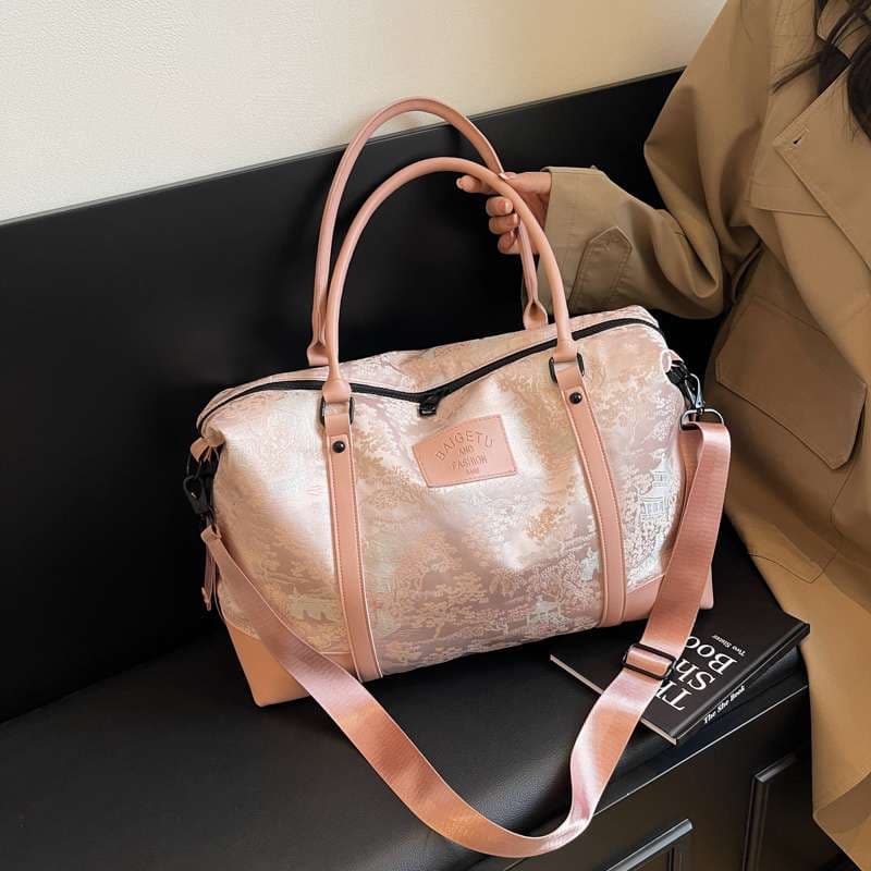 花柄エンボス加工 大容量ボストンバッグ 20L