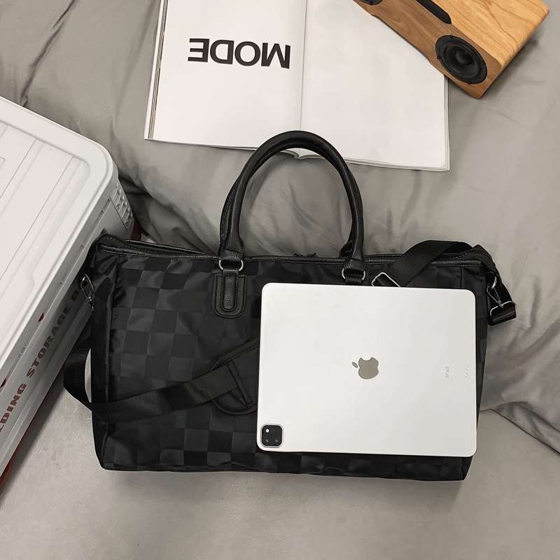 チェック柄大容量ボストンバッグ 30L