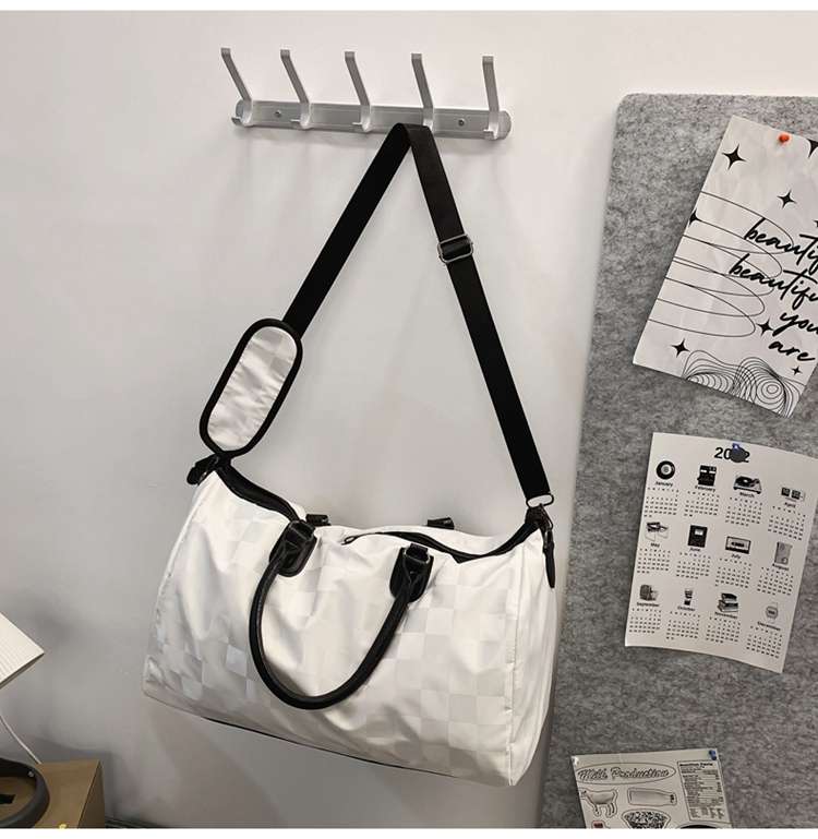 チェック柄大容量ボストンバッグ 30L