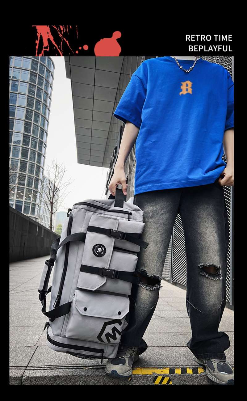 多機能ポケット付き大容量ボストンバッグ 40L