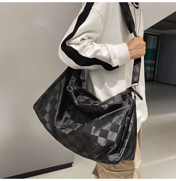 チェック柄大容量ボストンバッグ 30L