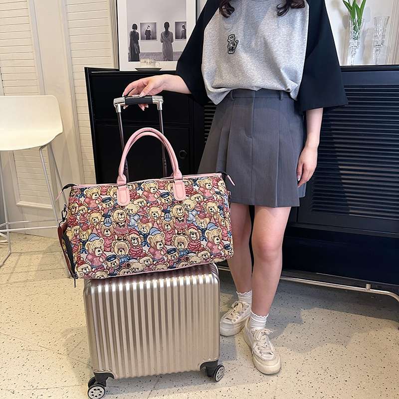 くまさん総柄 大容量ボストンバッグ 25L
