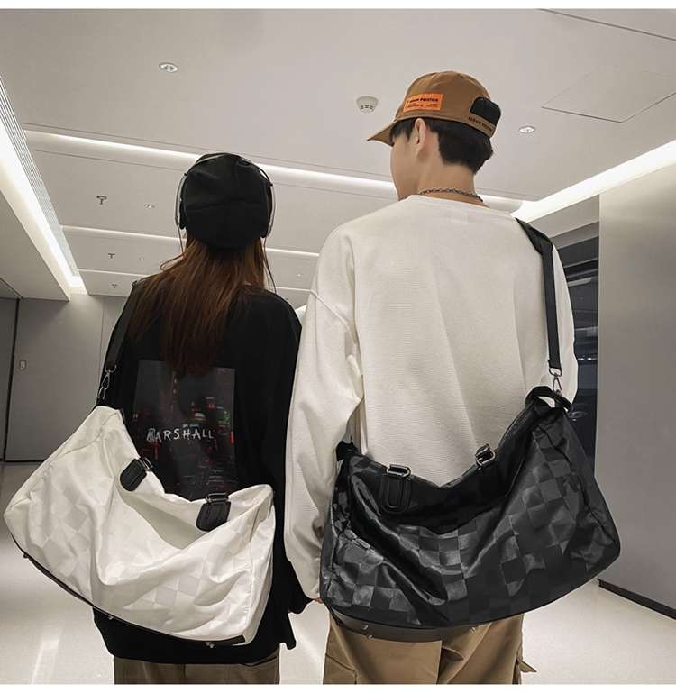 チェック柄大容量ボストンバッグ 30L