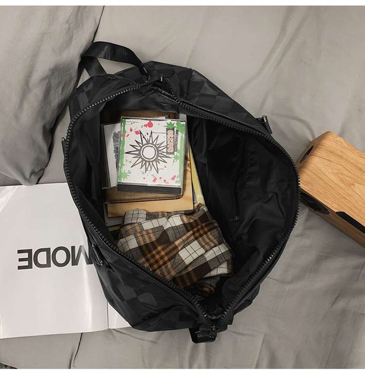 チェック柄大容量ボストンバッグ 30L