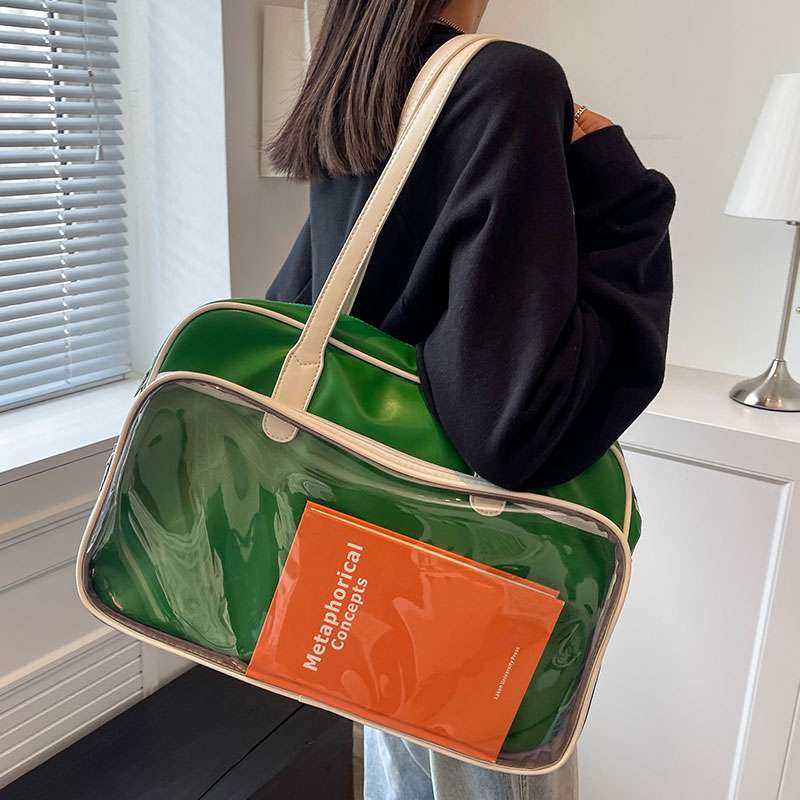 クリアポケット付き多機能ボストンバッグ 15L