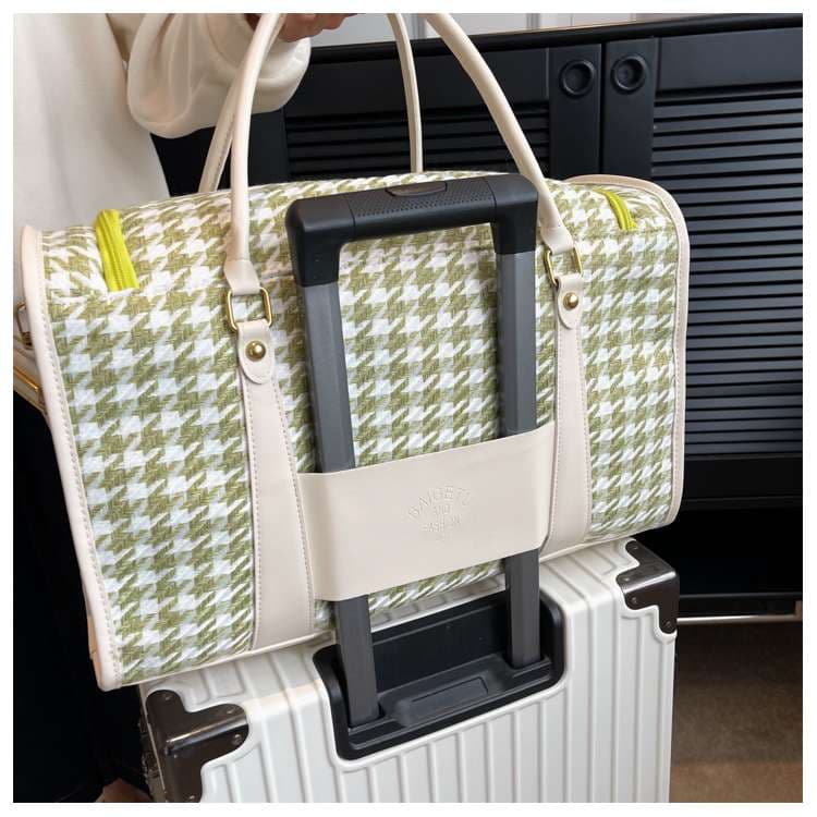 ボストンバッグ 千鳥格子柄 大容量 旅行用バッグ 25L