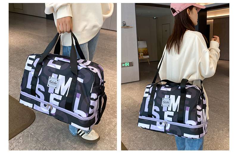 レタープリント ダブルジップ ボストンバッグ 35L