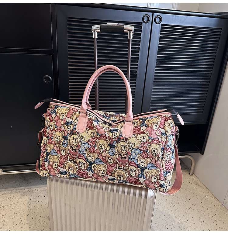 くまさん総柄 大容量ボストンバッグ 25L