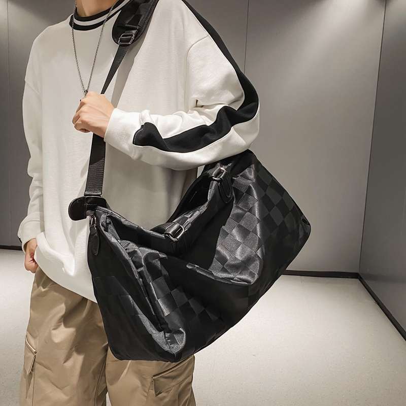 チェック柄大容量ボストンバッグ 30L