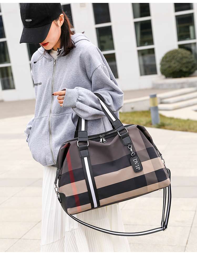 チェック柄デザインボストンバッグ