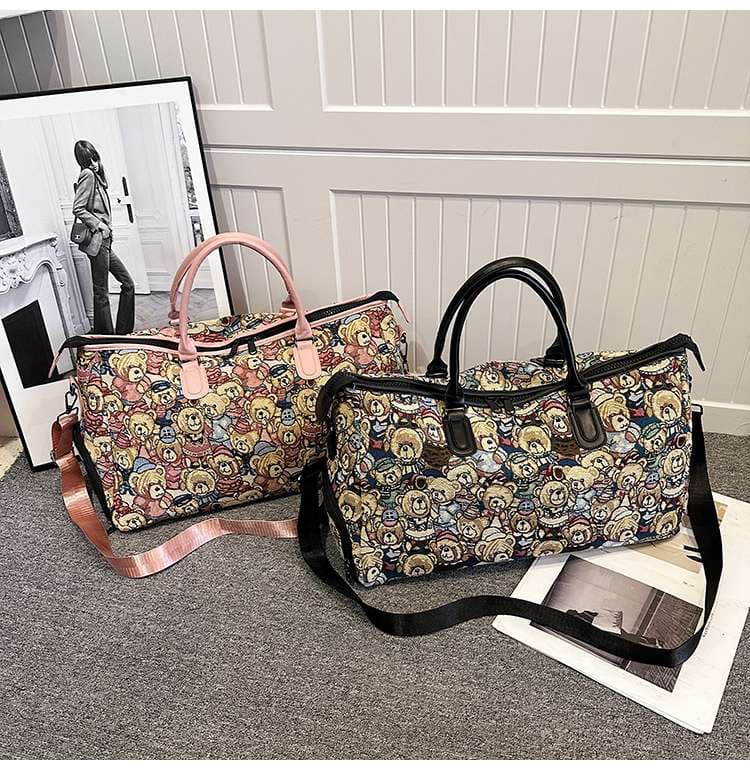 くまさん総柄 大容量ボストンバッグ 25L