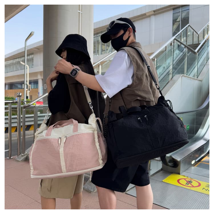 ボストンバッグ 軽量バイカラーボストン 拡張可能 5色展開