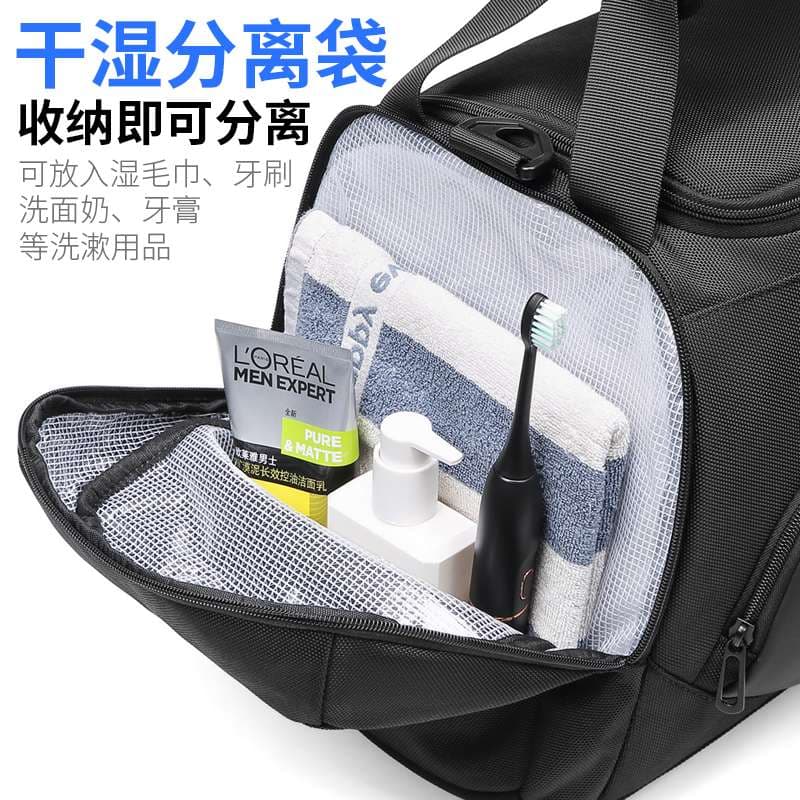 【非表示】ボストンバッグ 多機能コンパートメント付き大容量旅行バッグ