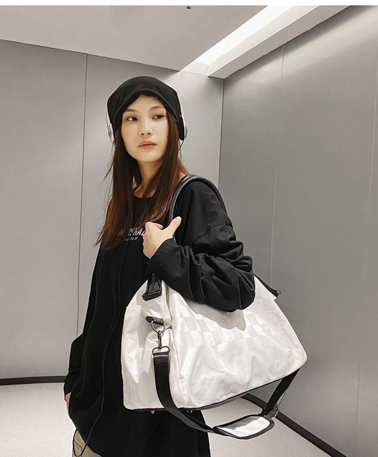 チェック柄大容量ボストンバッグ 30L