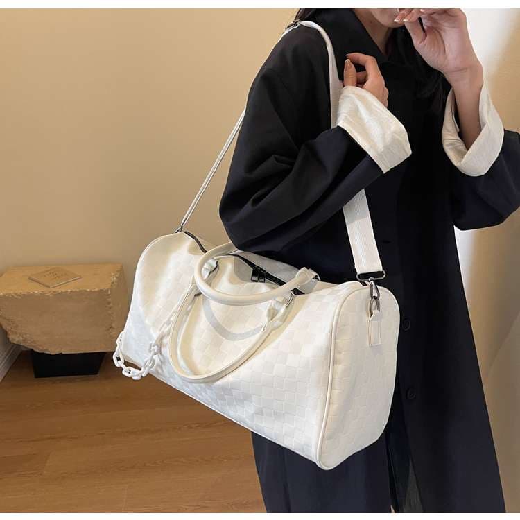 格子柄モダンボストンバッグ 20L