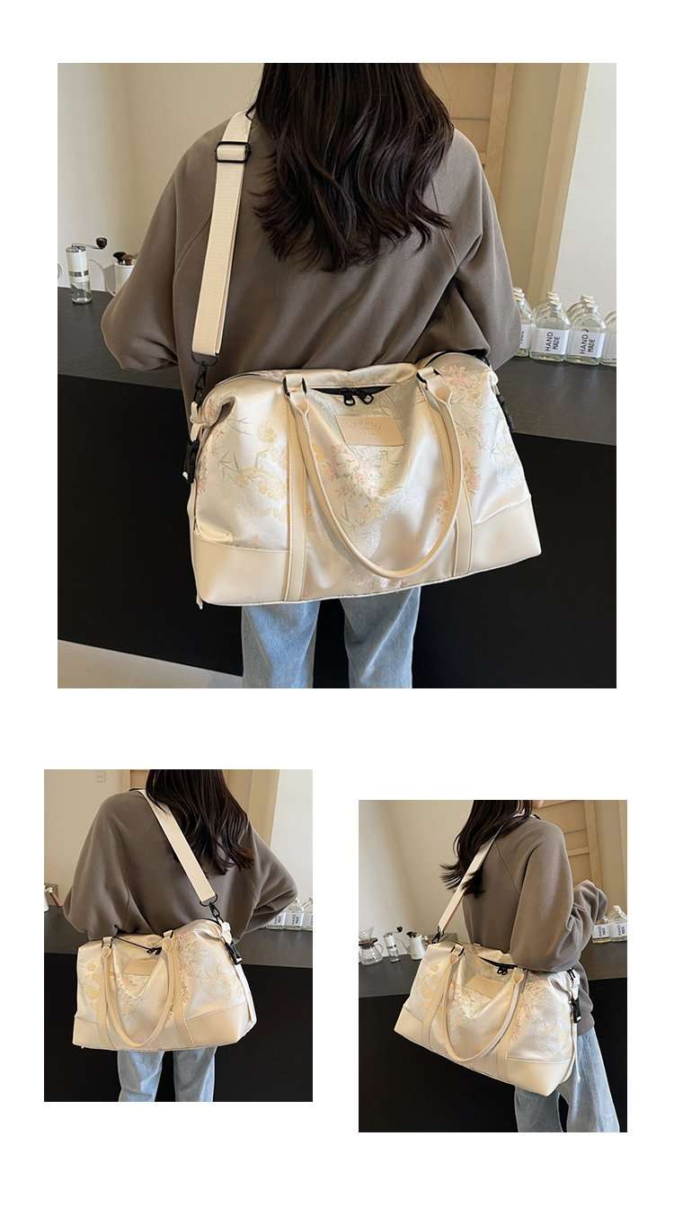 花柄エンボス加工 大容量ボストンバッグ 20L