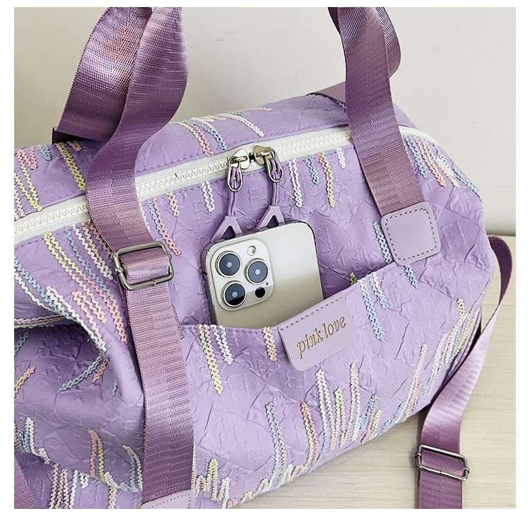キルティング刺繍ボストンバッグ 旅行用 15L