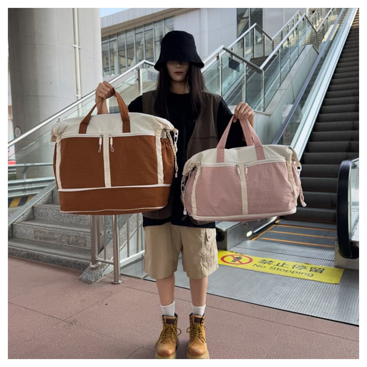 ボストンバッグ 軽量バイカラーボストン 拡張可能 5色展開