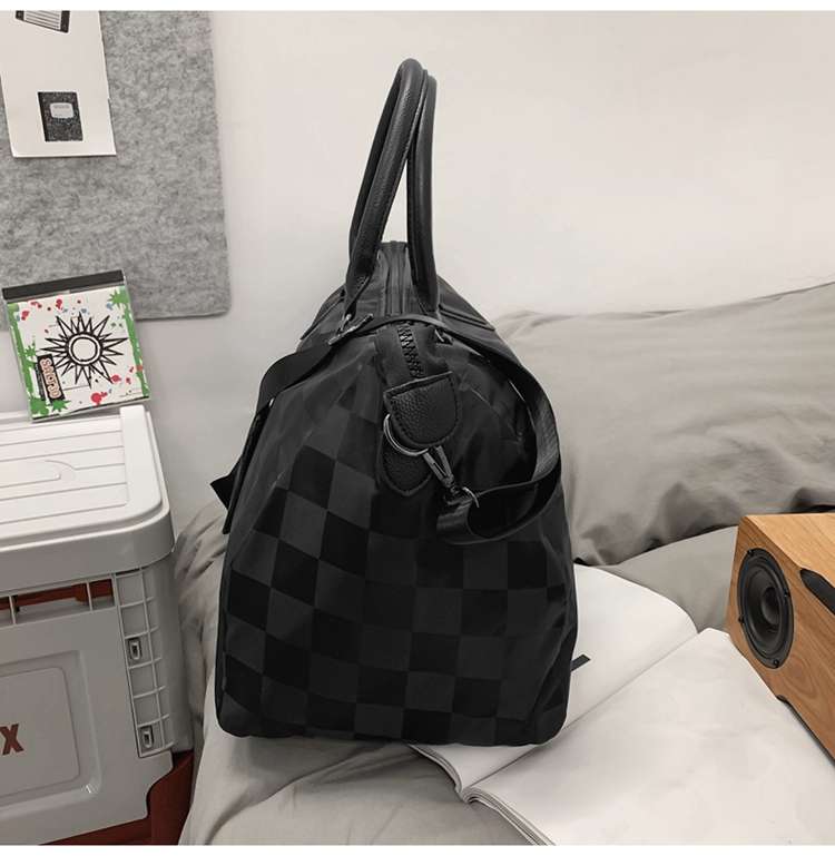 チェック柄大容量ボストンバッグ 30L