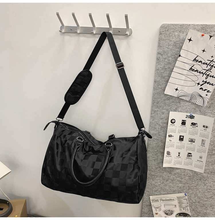 チェック柄大容量ボストンバッグ 30L