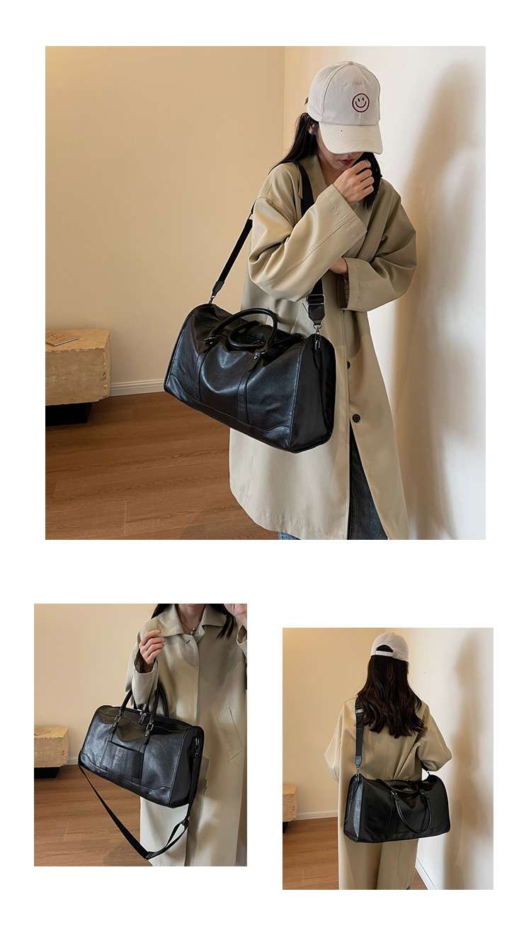 クラシック風レザーボストンバッグ