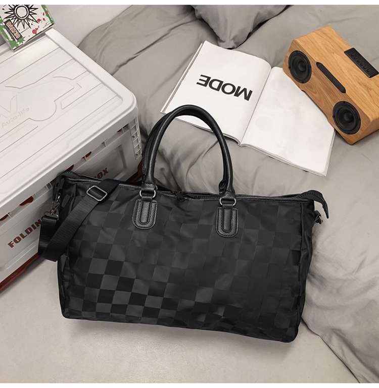チェック柄大容量ボストンバッグ 30L