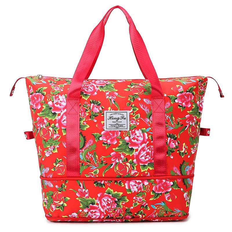 ボストンバッグ 花柄 軽量旅行バッグ 拡張可能 4色展開