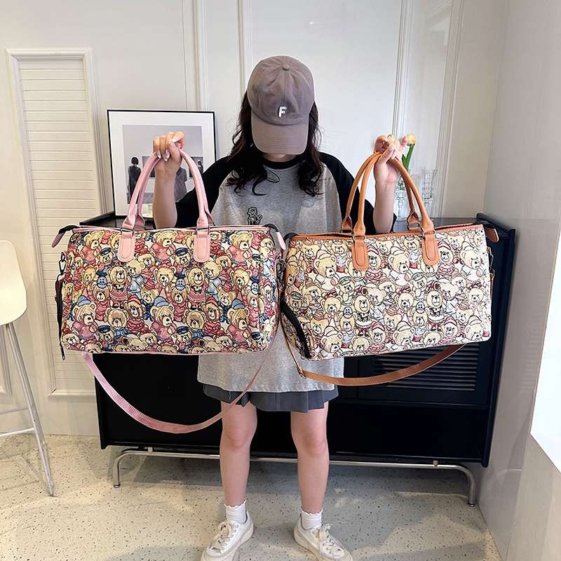 くまさん総柄 大容量ボストンバッグ 25L