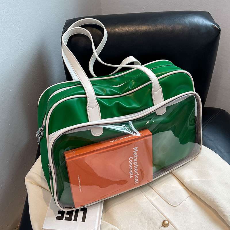 クリアポケット付き多機能ボストンバッグ 15L