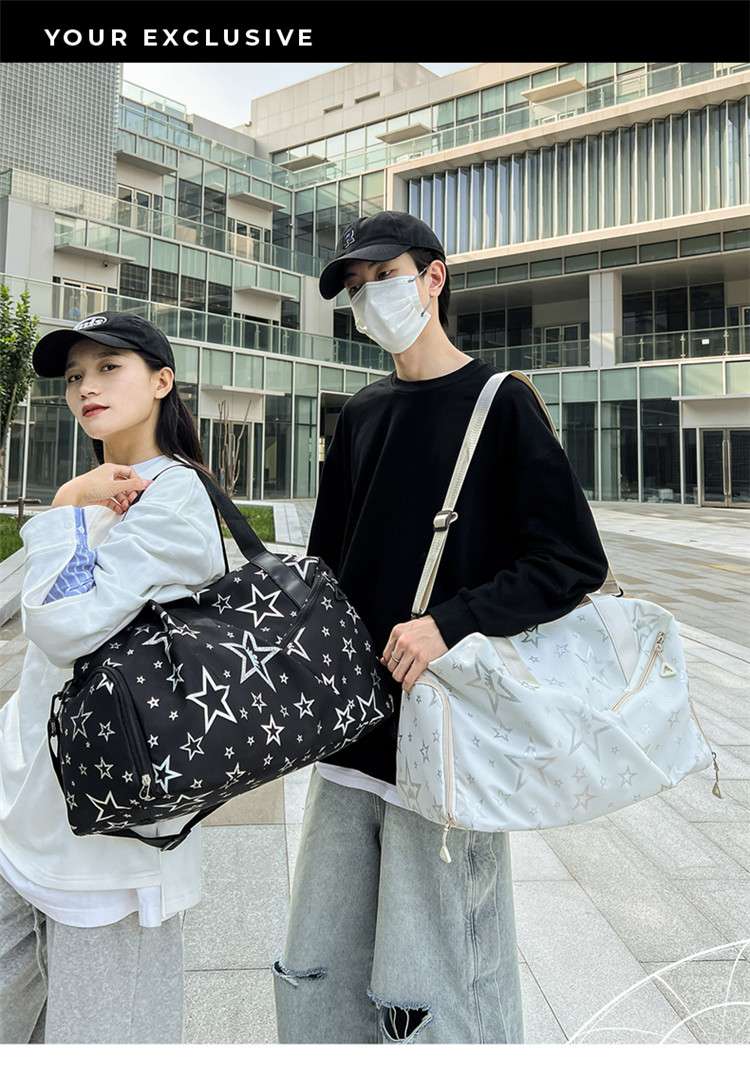 星柄プリント大容量ボストンバッグ 30L