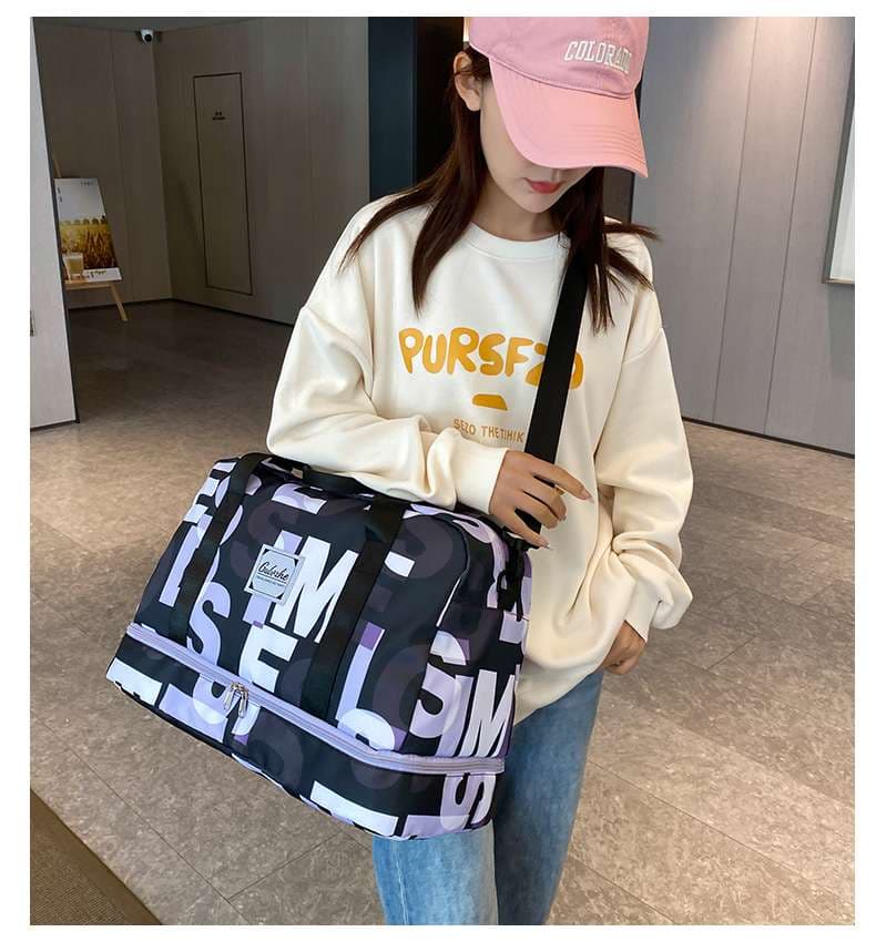 レタープリント ダブルジップ ボストンバッグ 35L