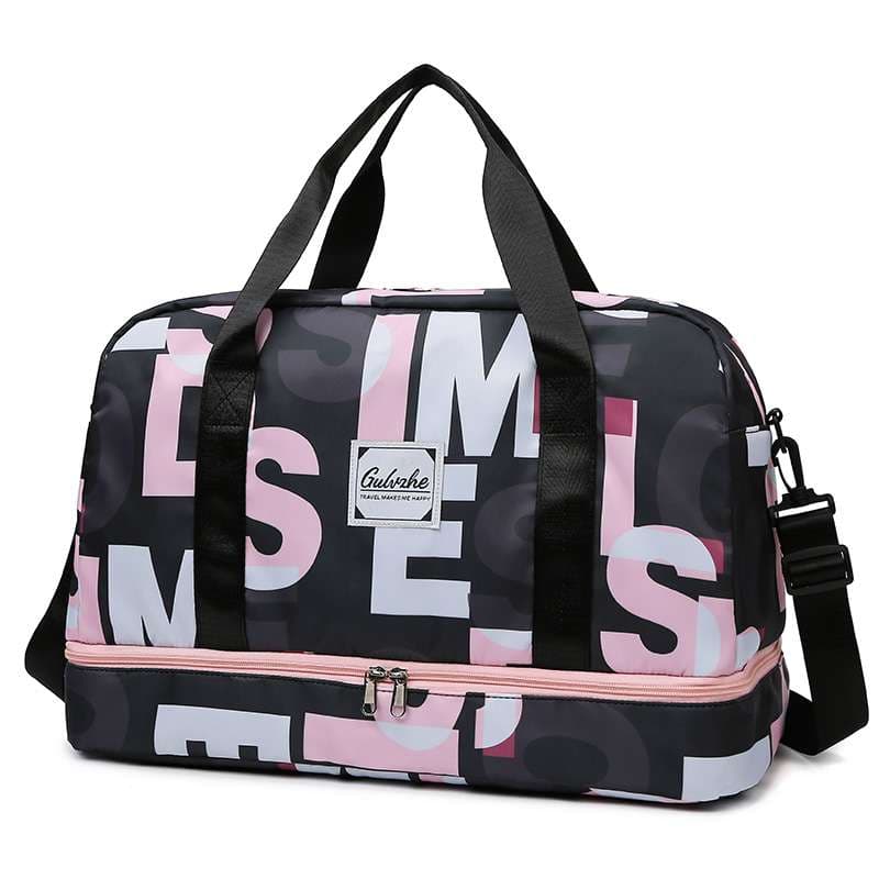 レタープリント ダブルジップ ボストンバッグ 35L