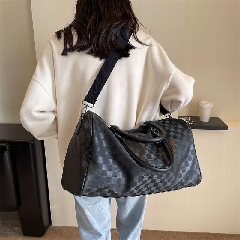 格子柄モダンボストンバッグ 20L
