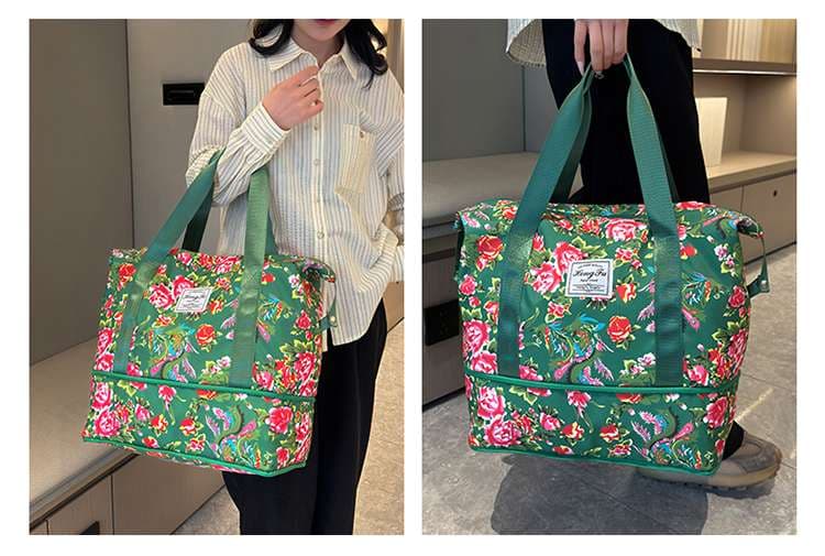ボストンバッグ 花柄 軽量旅行バッグ 拡張可能 4色展開