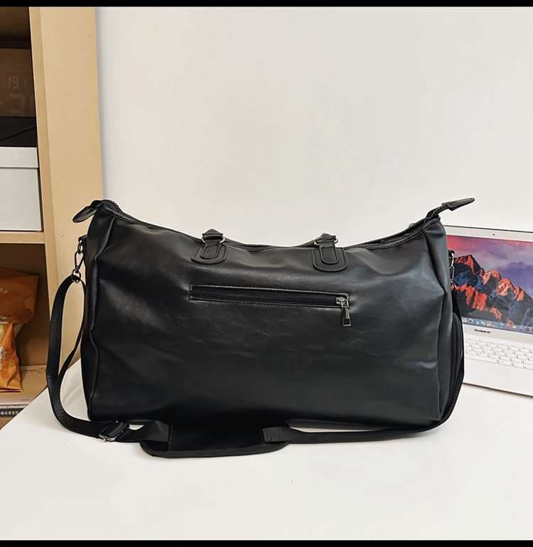 大容量レザー調トラベルボストンバッグ 35L