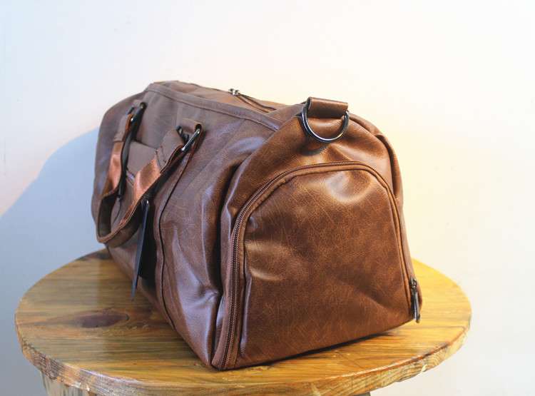 大容量レトロ風レザーボストンバッグ 25L