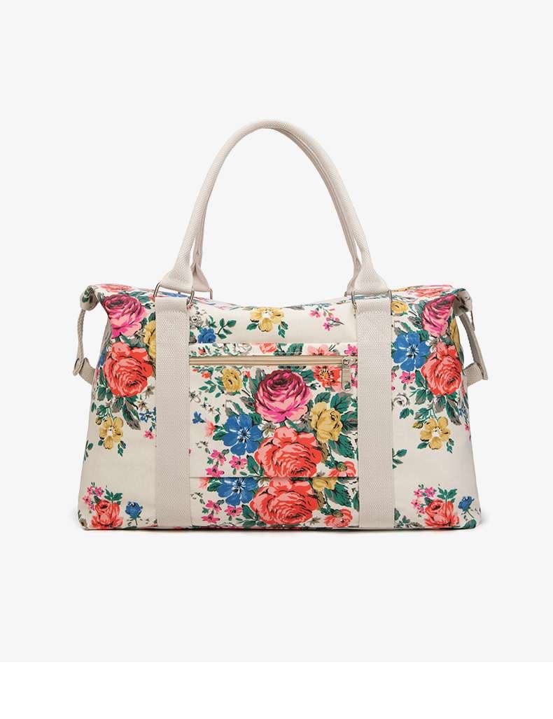 花柄キャンバス地ボストンバッグ 25L