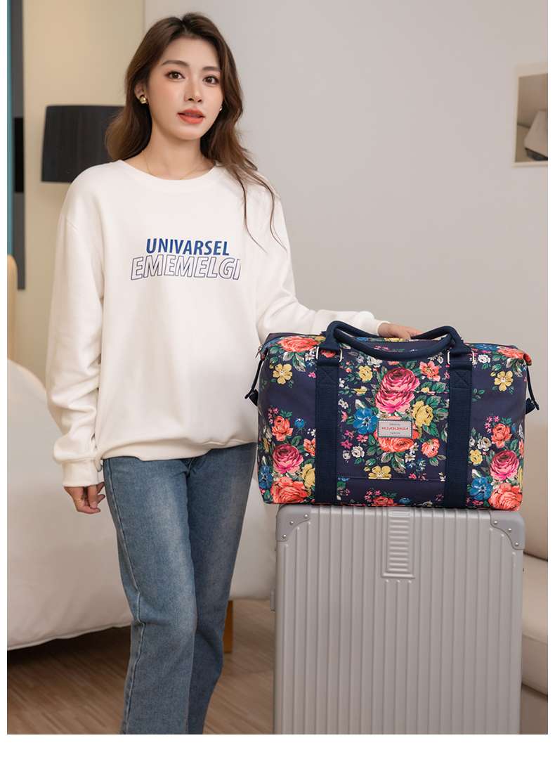 花柄キャンバス地ボストンバッグ 25L